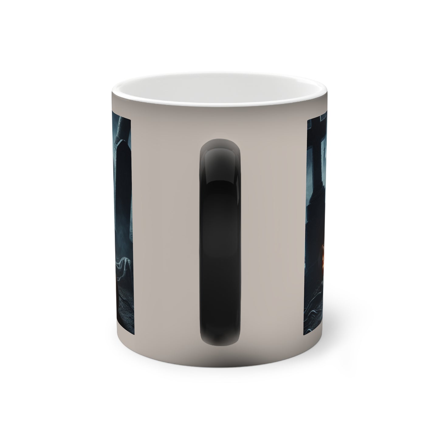 Spooky Halloween Color-Changing Mug | Scary Pumpkin & Graveyard Design, Perfect Gift, Holiday Decor, Unique Coffee Cup, Haunted House