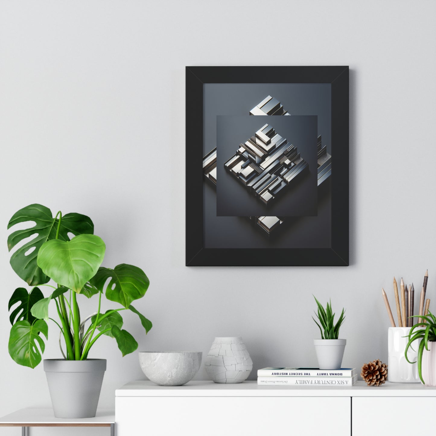 Modern Geometric Wall Art Print, Framed Vertical Poster for Home Decor, Living Room Wall Decor, Minimalist Art, Gift for Art Lovers
