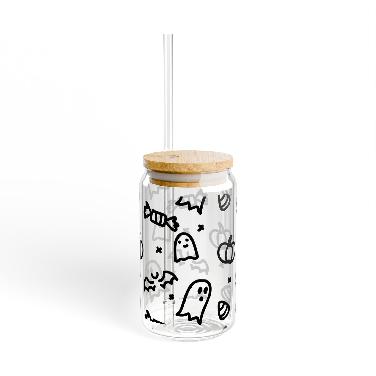 Halloween Themed Sipper Glass, 16oz - Perfect for Halloween Parties, Kid's Treats, Decorative Hydration, Fall Decor, Gifts for Ghost Lovers