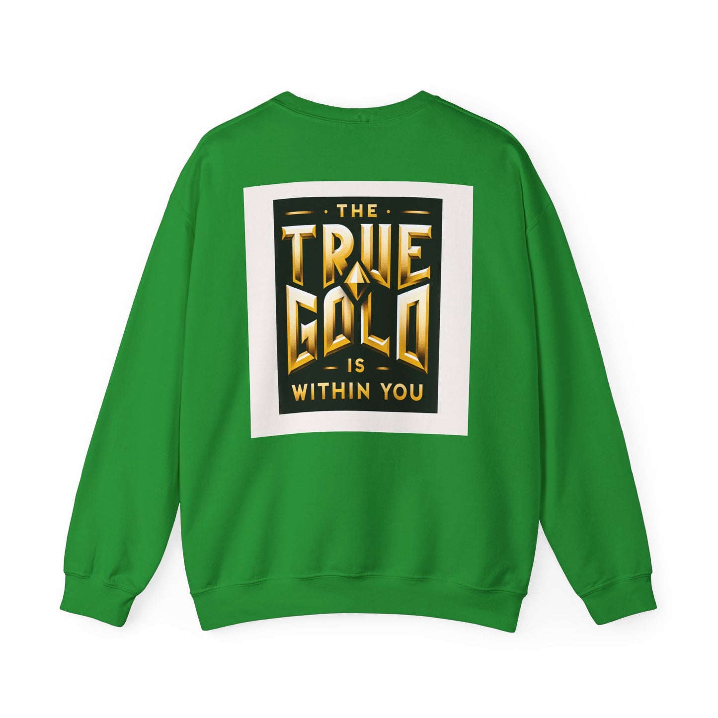 Stylish Gold Graphic Crewneck Sweatshirt, Unisex Sweater, Motivational Apparel, Cozy Gift, Trendy Fashion