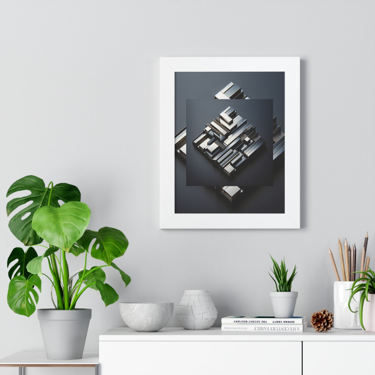 Modern Geometric Wall Art Print, Framed Vertical Poster for Home Decor, Living Room Wall Decor, Minimalist Art, Gift for Art Lovers