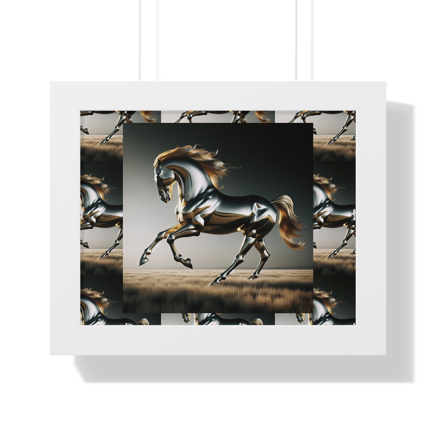 Horizontal Poster - Steel Running Horse Portrait Wall Art