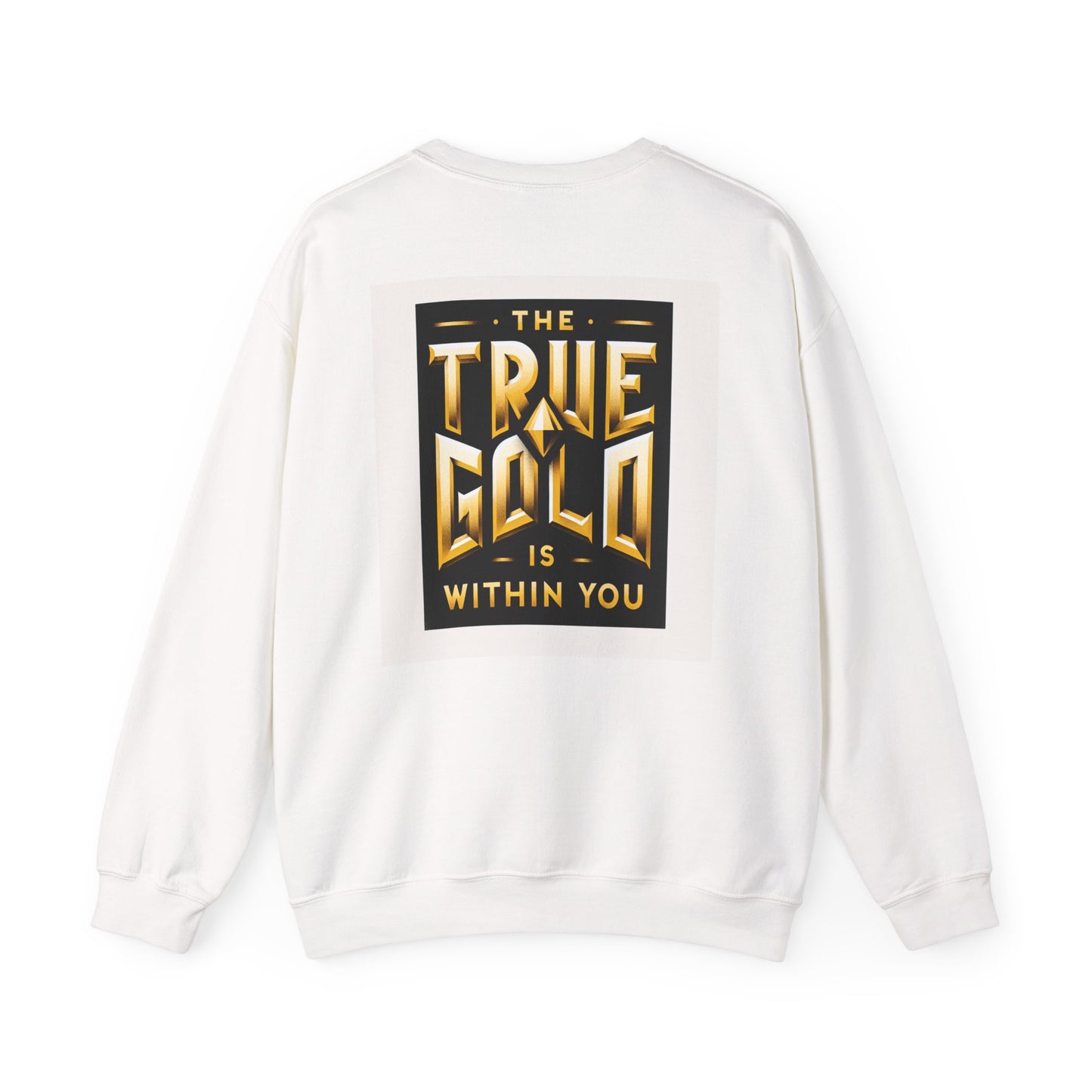 Stylish Gold Graphic Crewneck Sweatshirt, Unisex Sweater, Motivational Apparel, Cozy Gift, Trendy Fashion