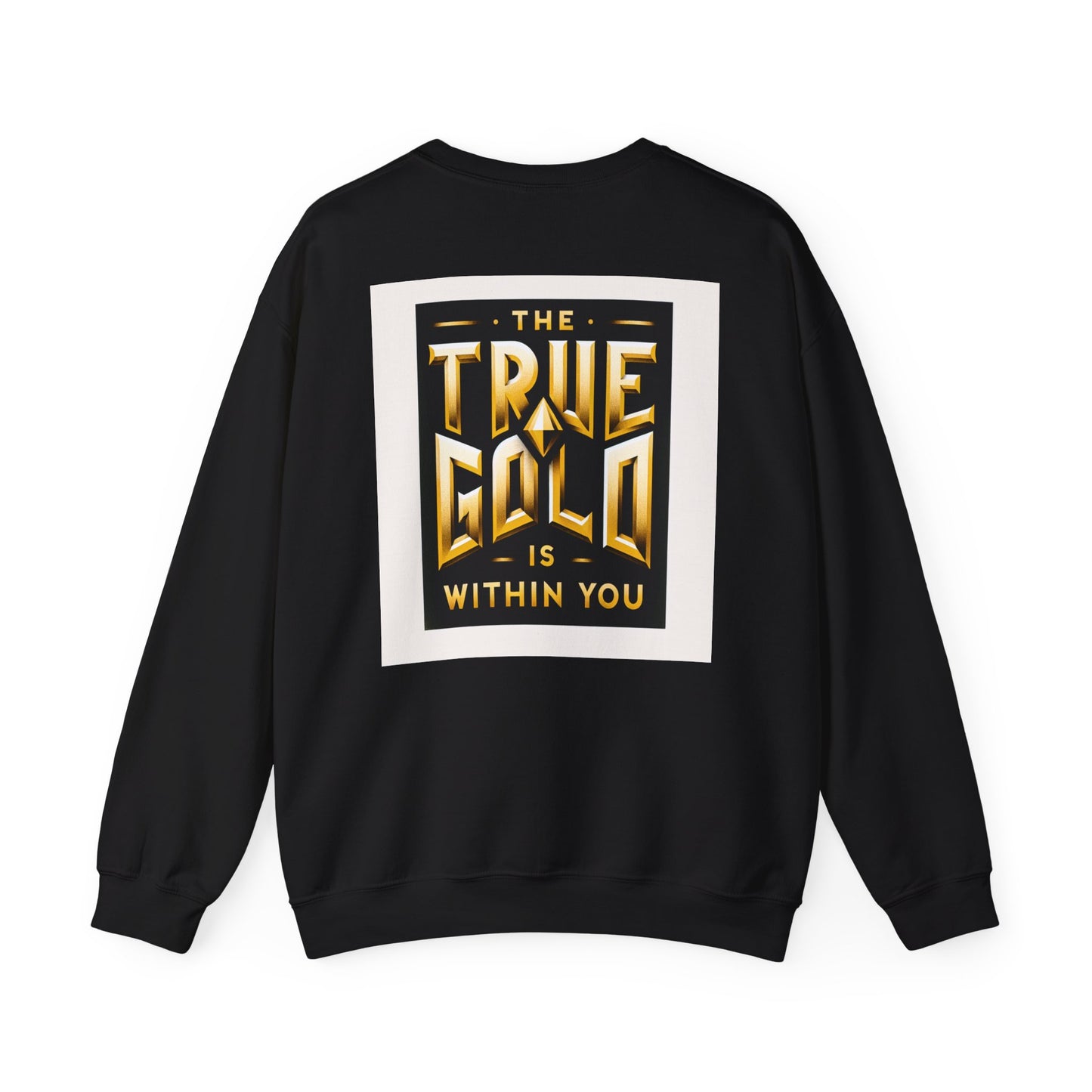 Stylish Gold Graphic Crewneck Sweatshirt, Unisex Sweater, Motivational Apparel, Cozy Gift, Trendy Fashion