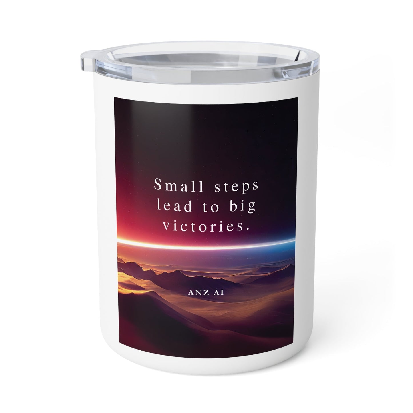 Inspirational Insulated Coffee Mug - 10oz - 'Small Steps Lead to Big Victories' - Anz AI