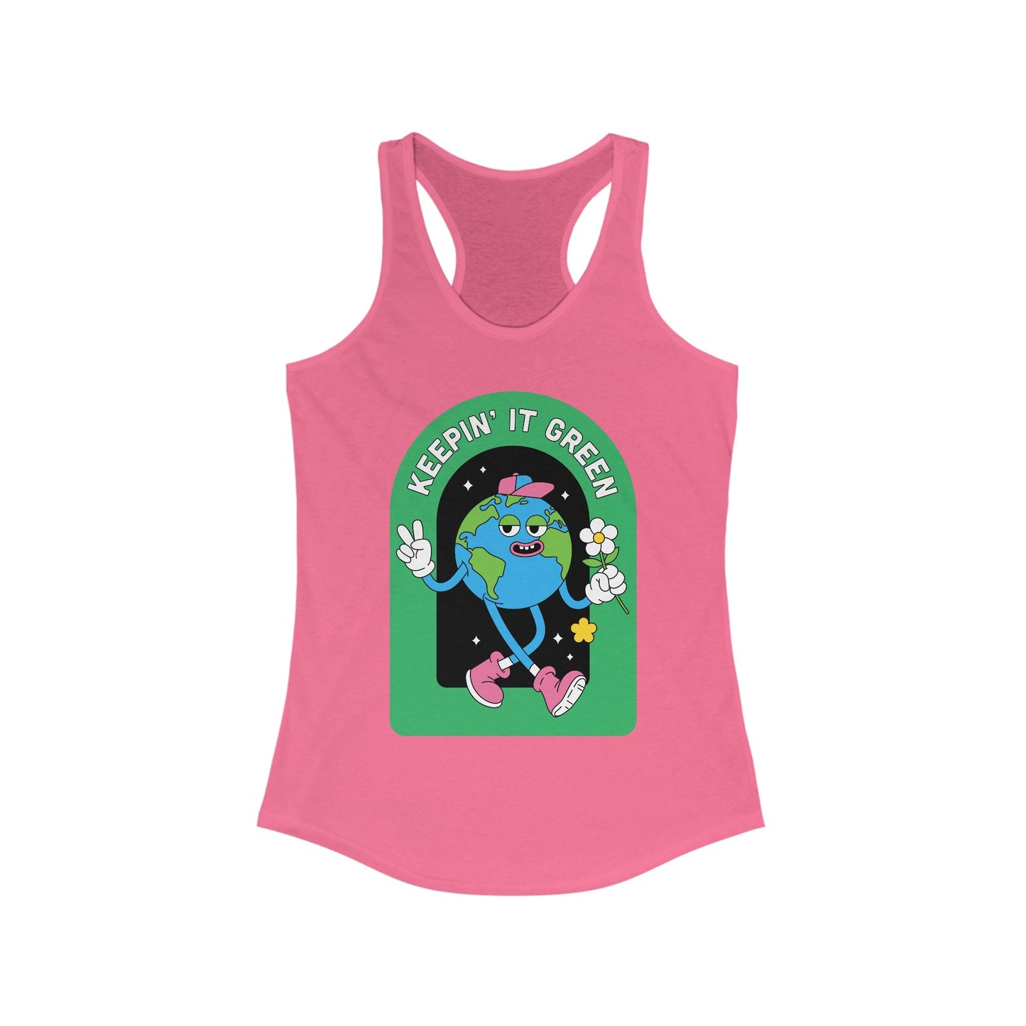 Keepin' It Green Racerback Tank - Eco - Friendly Workout Top, Cute Summer Shirt, Gift for Nature Lovers, Green Theme Aesthetic, Fun Activewear - Anz AI