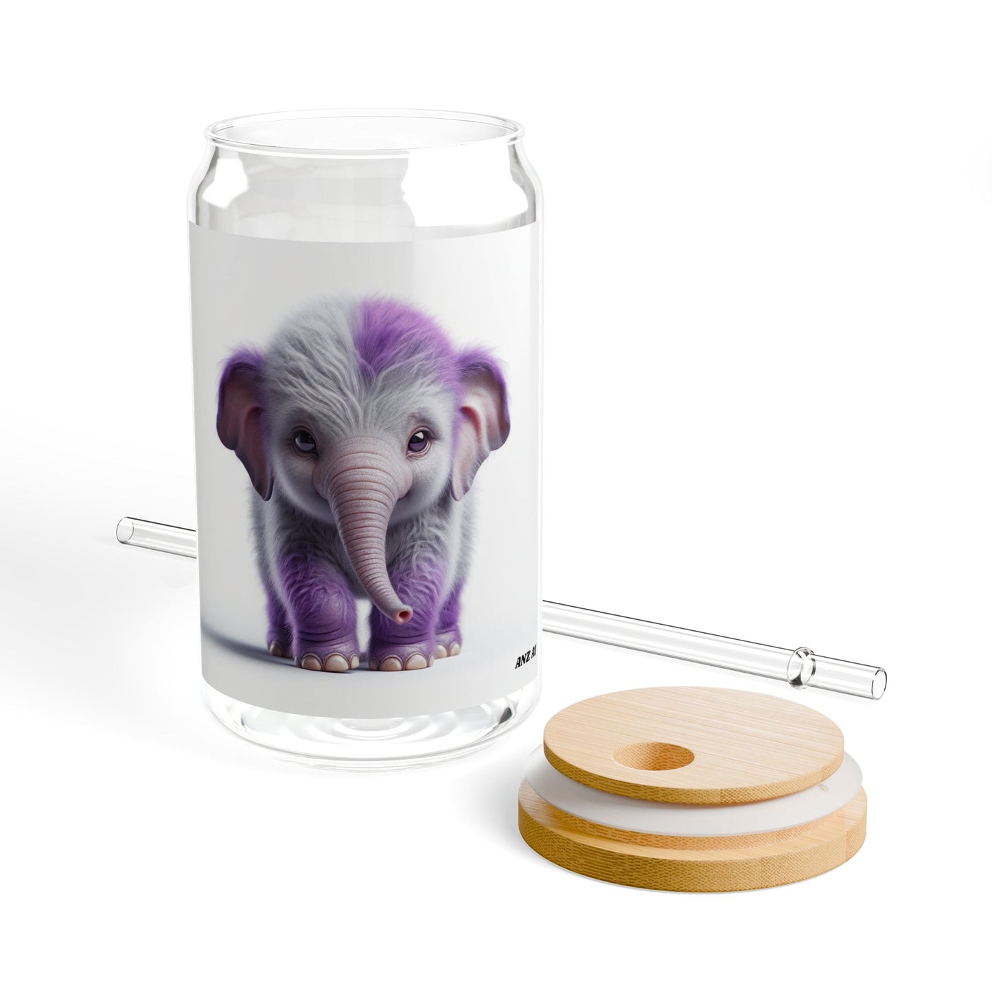 Sweet Elephant Sipper Glass, 16oz - Adorable Drinkware for Kids, Gifts, Baby Showers, Party Favors, and Eco-Friendly Living
