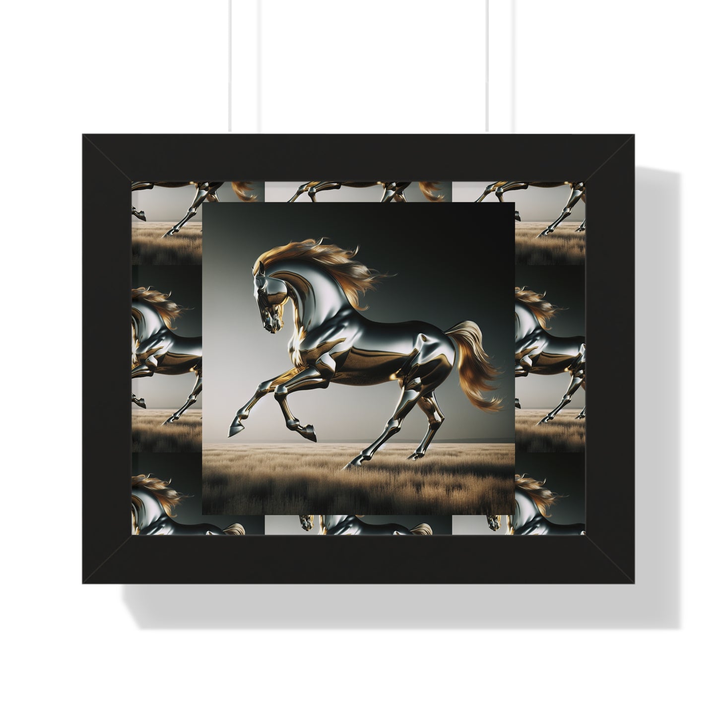 Horizontal Poster - Steel Running Horse Portrait Wall Art