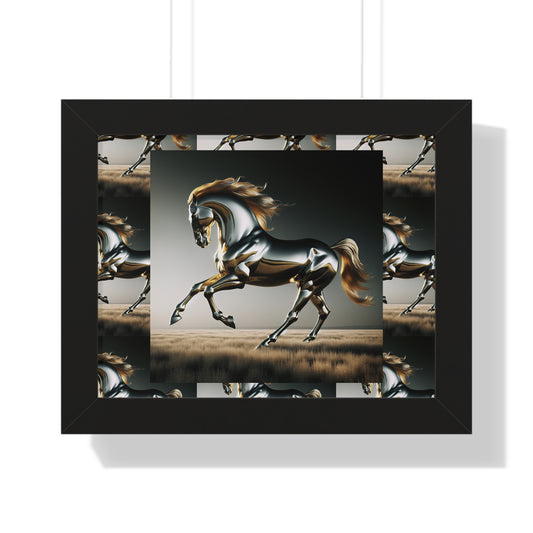 Horizontal Poster - Steel Running Horse Portrait Wall Art