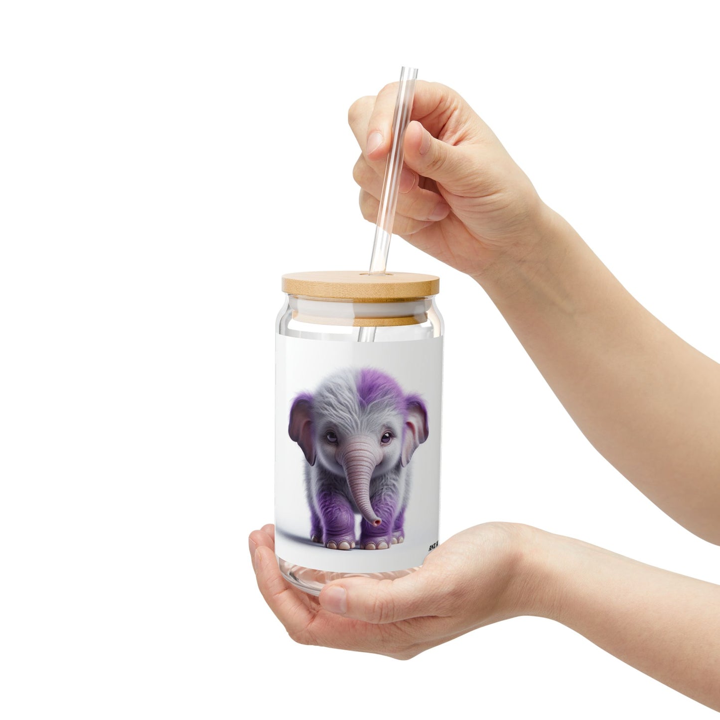 Sweet Elephant Sipper Glass, 16oz - Adorable Drinkware for Kids, Gifts, Baby Showers, Party Favors, and Eco-Friendly Living