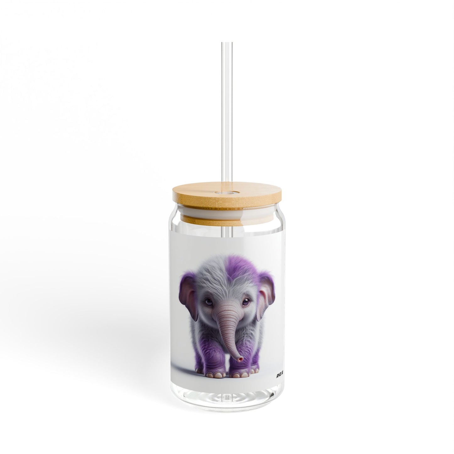 Sweet Elephant Sipper Glass, 16oz - Adorable Drinkware for Kids, Gifts, Baby Showers, Party Favors, and Eco-Friendly Living