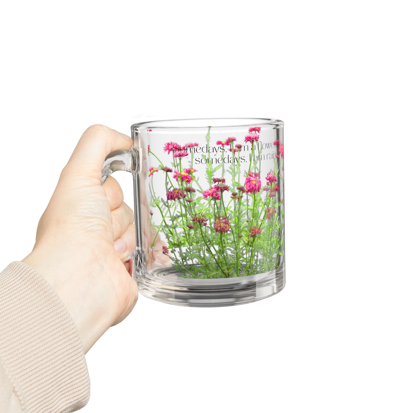 Floral Glass Mug, 10oz | Perfect Gift for Plant Lovers, Home Decor, Anniversary, Birthday, Mother's Day
