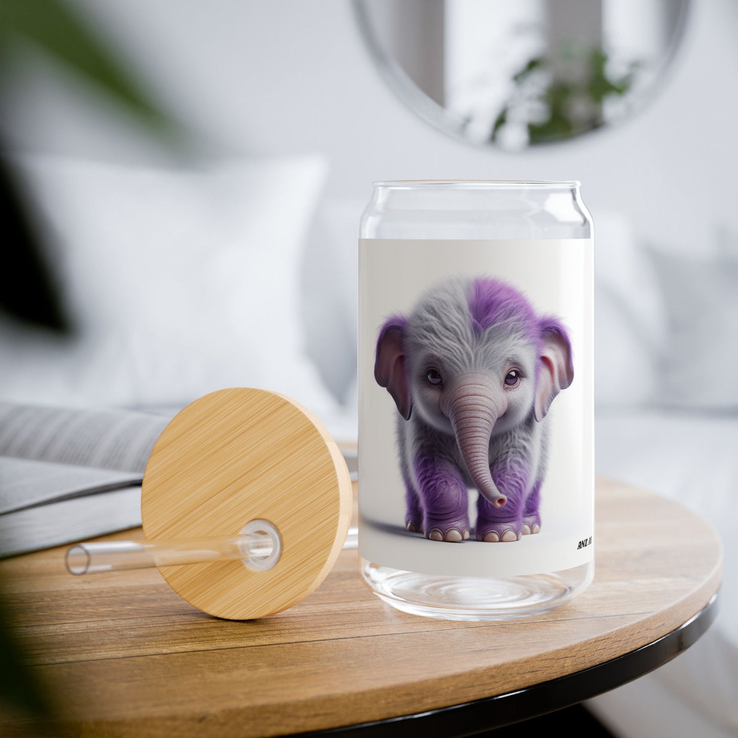 Sweet Elephant Sipper Glass, 16oz - Adorable Drinkware for Kids, Gifts, Baby Showers, Party Favors, and Eco-Friendly Living