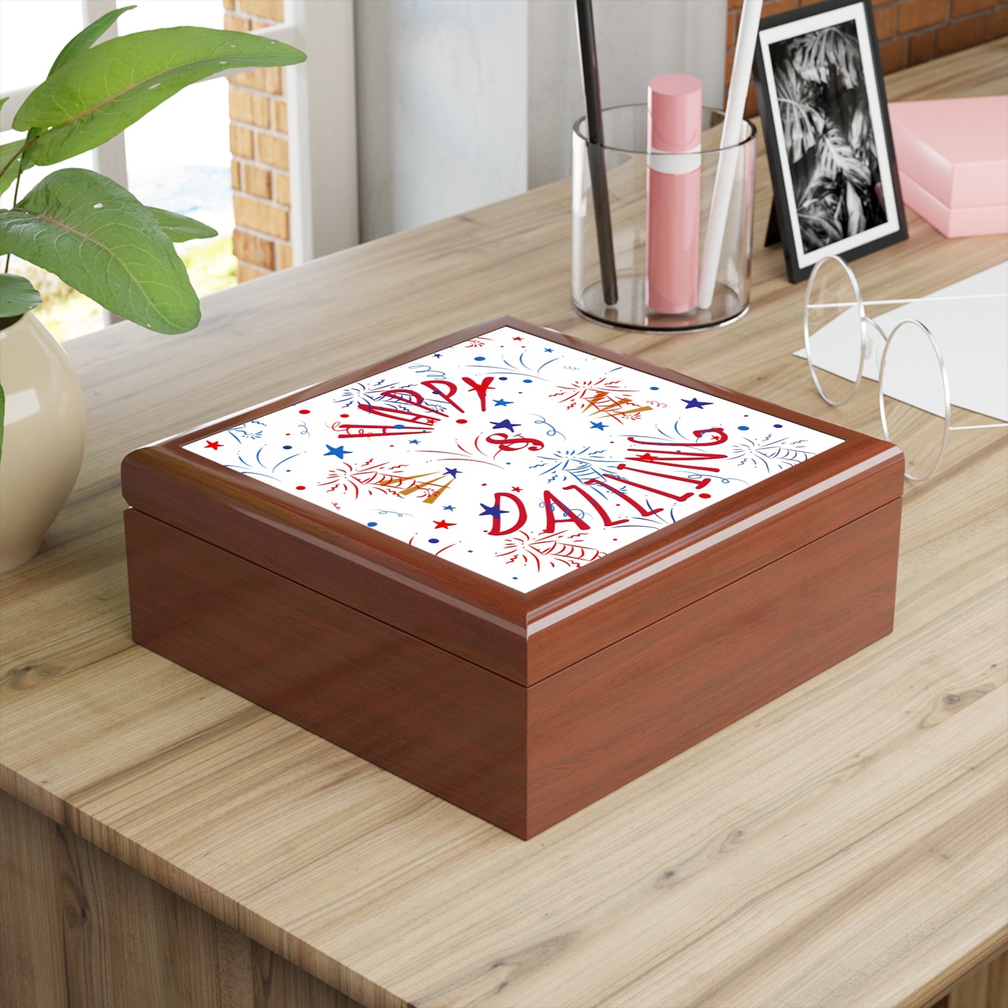Happy & Dazzling Jewelry Box, Decorative Keepsake Box, Gift for Her, Birthday Storage, Holiday Gift Idea, Jewelry Organizer