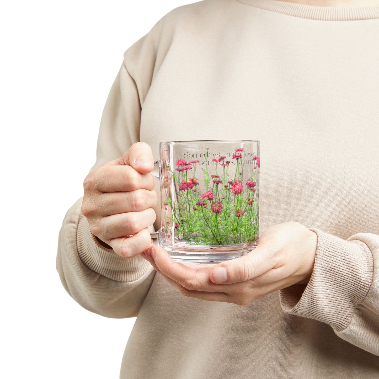 Floral Glass Mug, 10oz | Perfect Gift for Plant Lovers, Home Decor, Anniversary, Birthday, Mother's Day