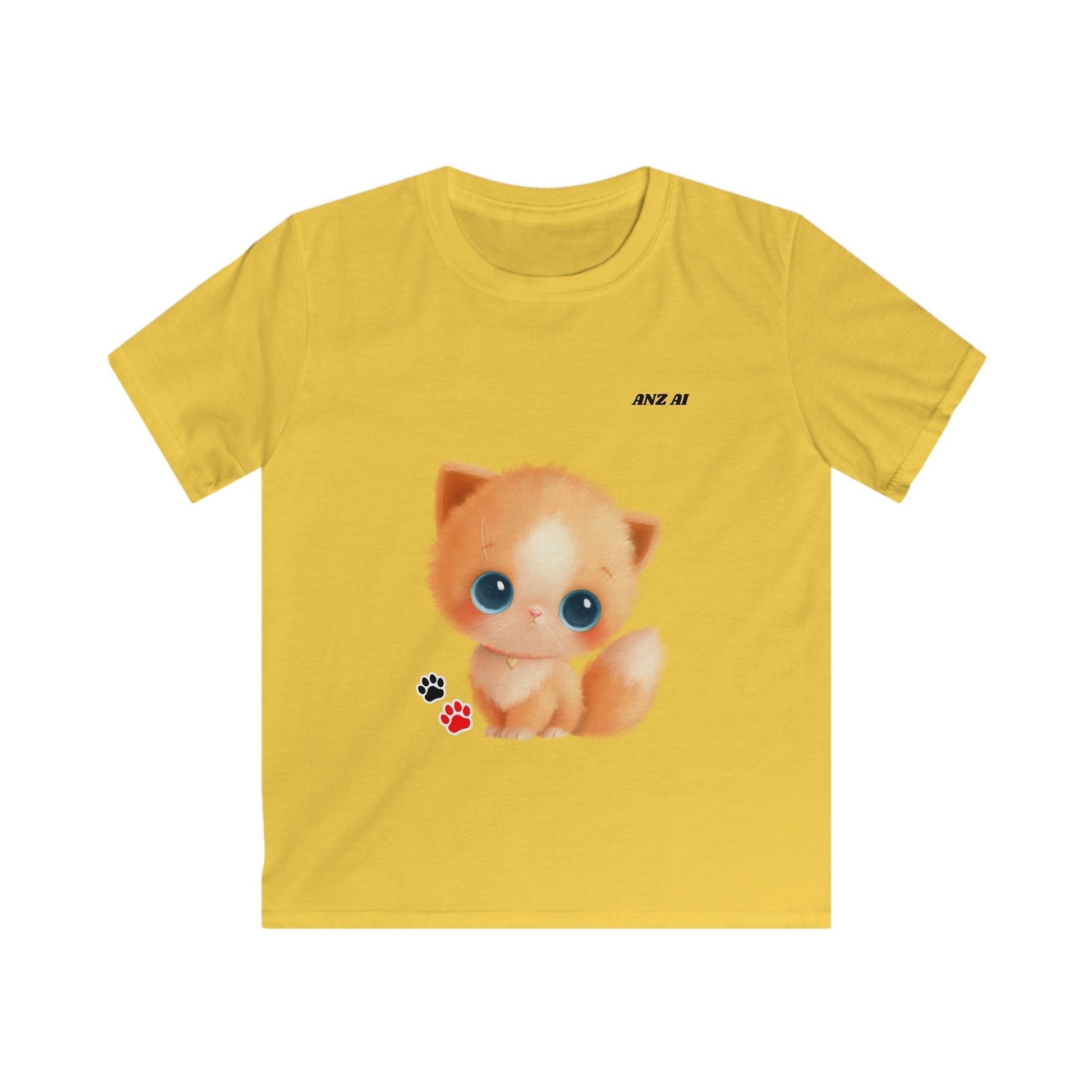Cute Kitten Kids Tee - Adorable Softstyle Shirt for Animal Lovers - Anz AI