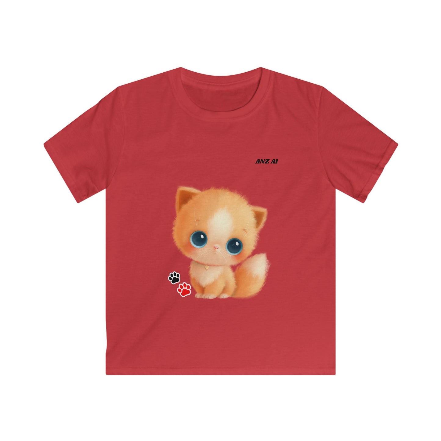 Cute Kitten Kids Tee - Adorable Softstyle Shirt for Animal Lovers - Anz AI