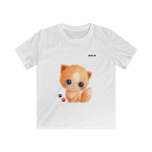Cute Kitten Kids Tee - Adorable Softstyle Shirt for Animal Lovers - Anz AI