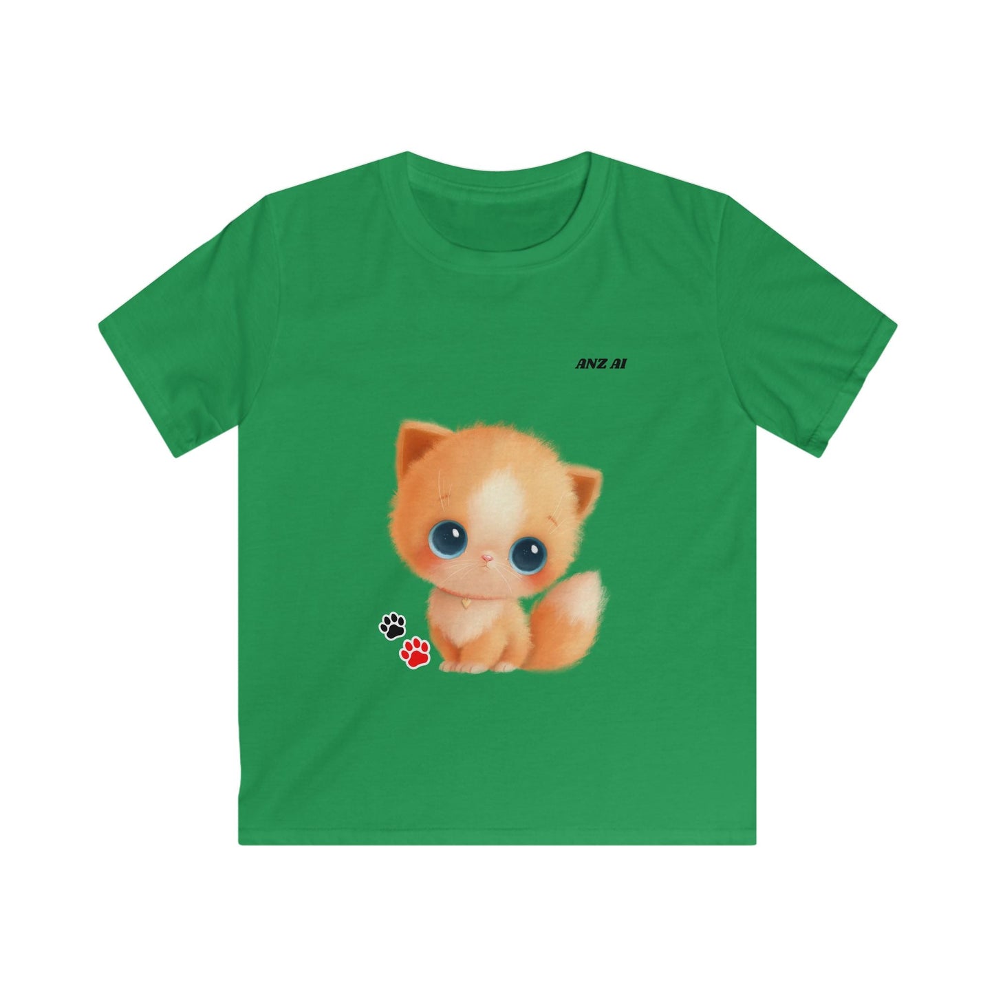Cute Kitten Kids Tee - Adorable Softstyle Shirt for Animal Lovers - Anz AI