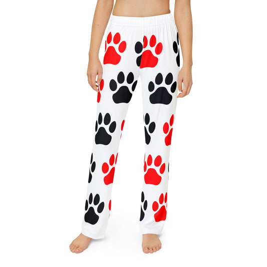 Fun Kids Lounge Pants with Paw Print Design - Anz AI