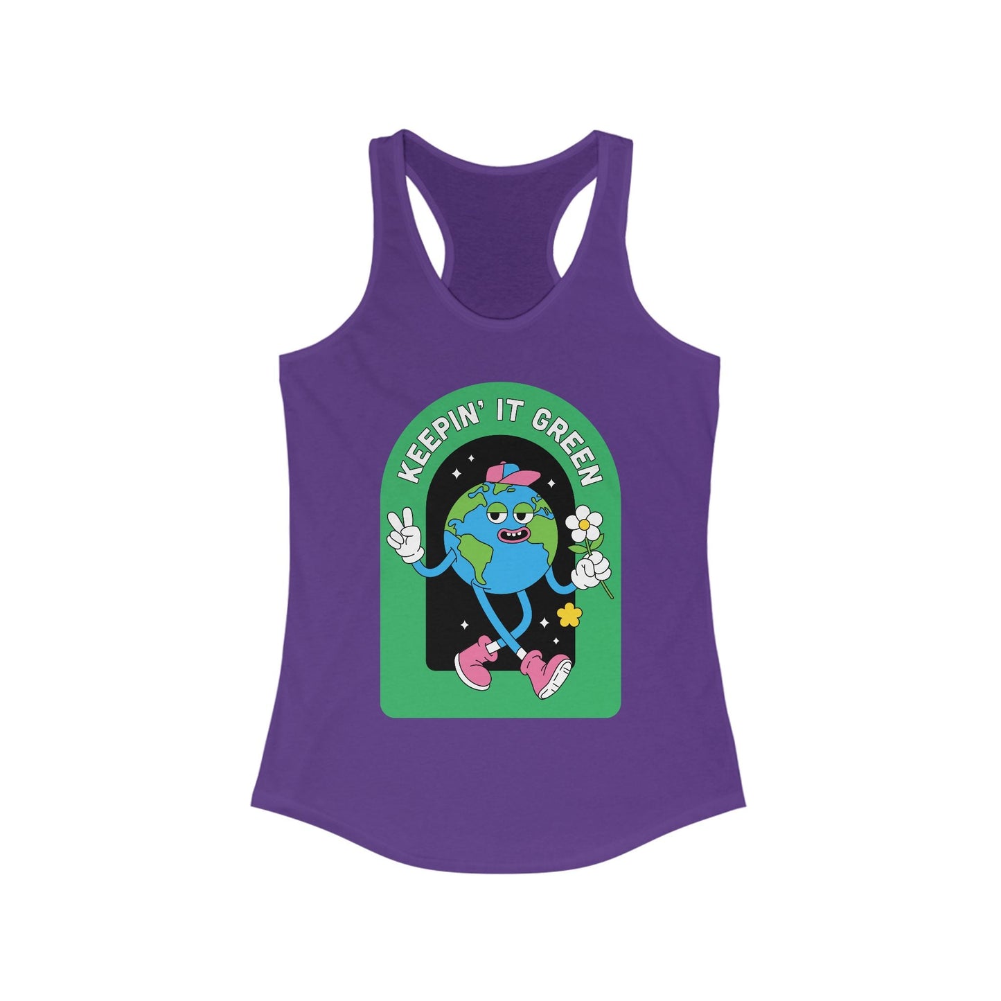 Keepin' It Green Racerback Tank - Eco - Friendly Workout Top, Cute Summer Shirt, Gift for Nature Lovers, Green Theme Aesthetic, Fun Activewear - Anz AI