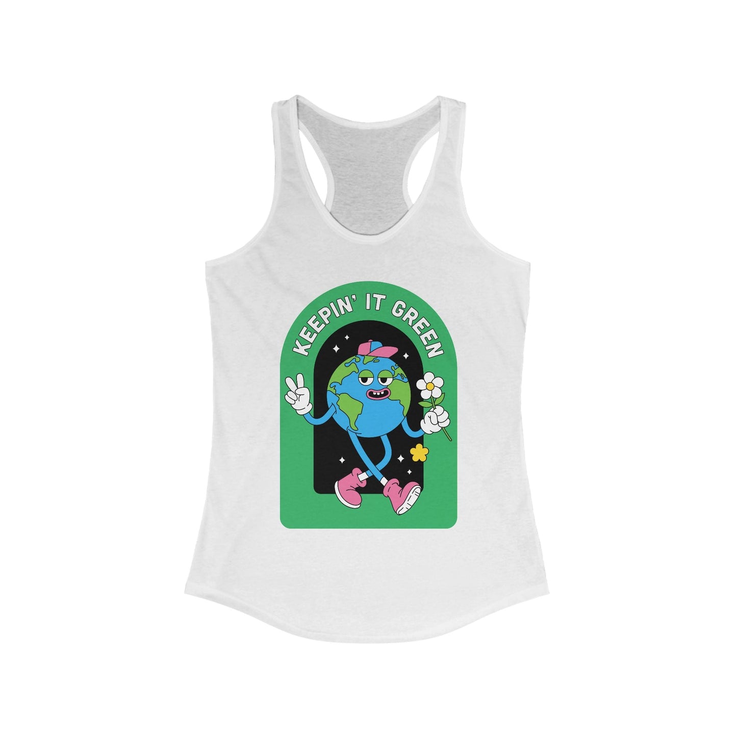 Keepin' It Green Racerback Tank - Eco - Friendly Workout Top, Cute Summer Shirt, Gift for Nature Lovers, Green Theme Aesthetic, Fun Activewear - Anz AI