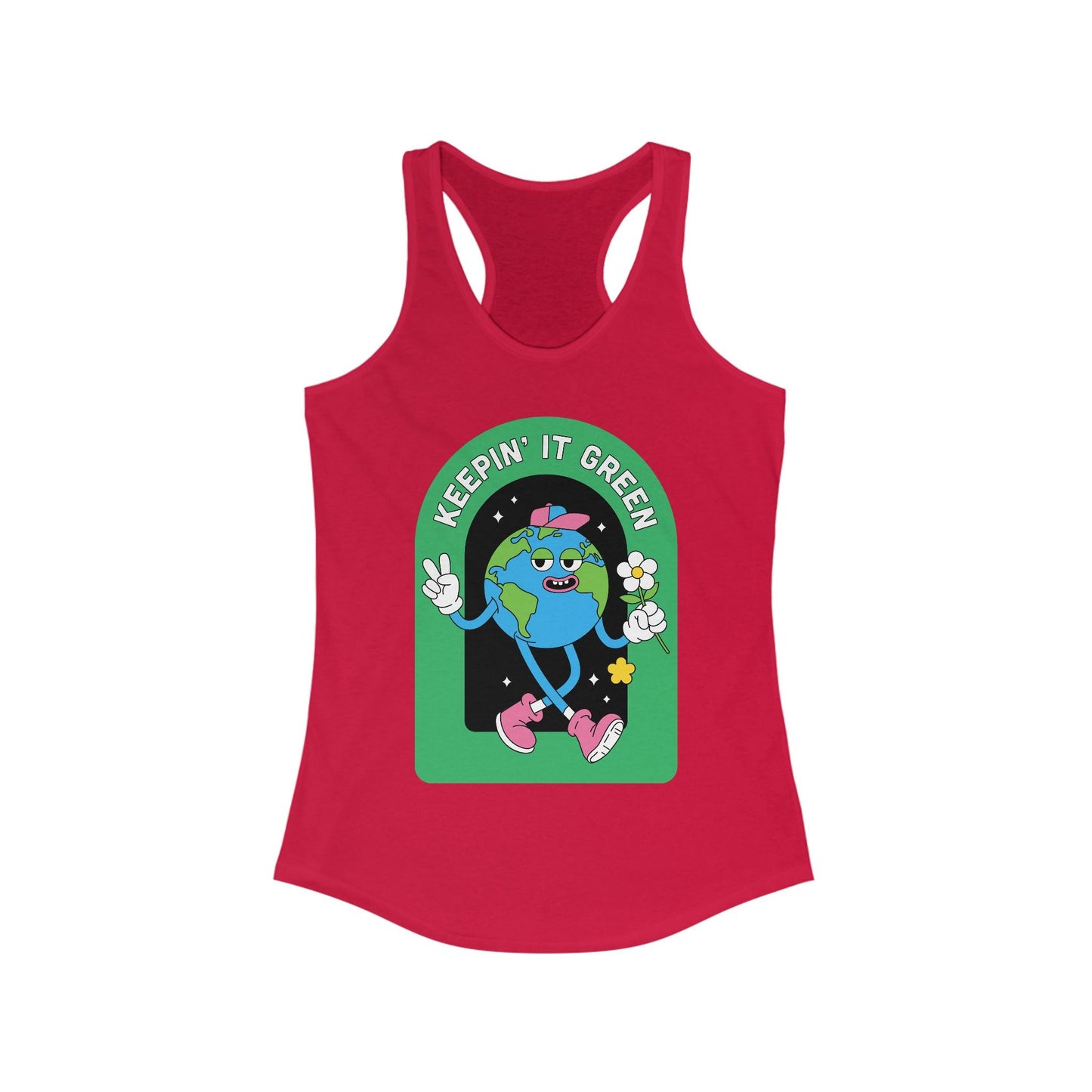 Keepin' It Green Racerback Tank - Eco - Friendly Workout Top, Cute Summer Shirt, Gift for Nature Lovers, Green Theme Aesthetic, Fun Activewear - Anz AI
