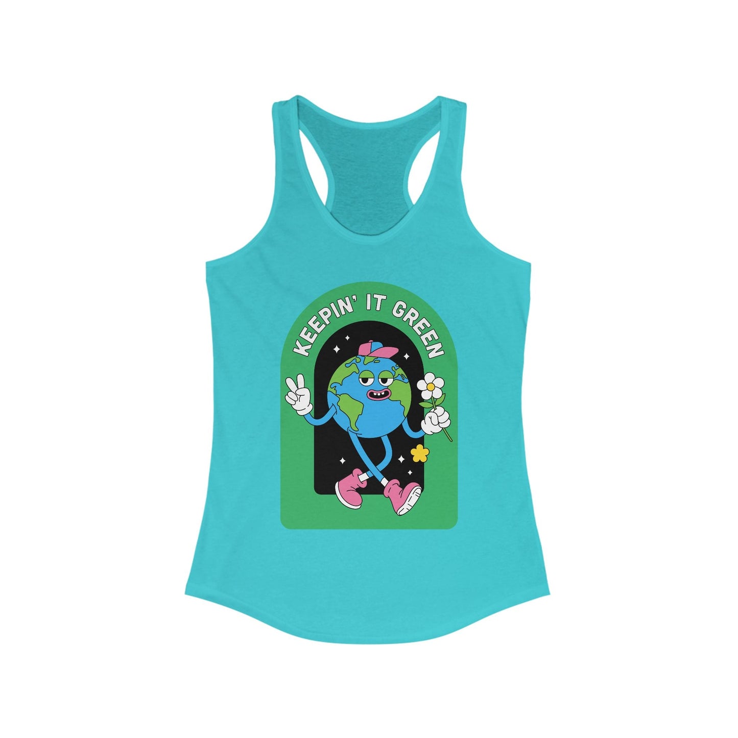 Keepin' It Green Racerback Tank - Eco - Friendly Workout Top, Cute Summer Shirt, Gift for Nature Lovers, Green Theme Aesthetic, Fun Activewear - Anz AI