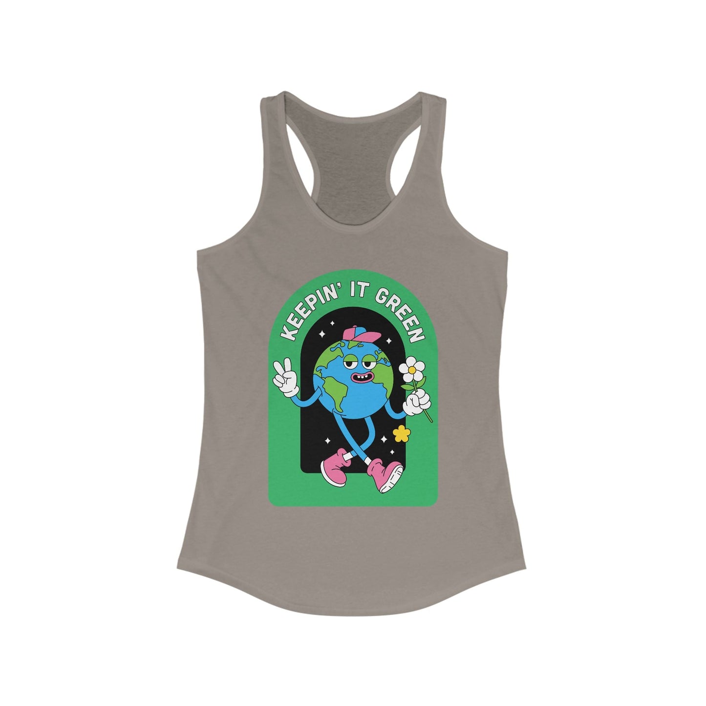 Keepin' It Green Racerback Tank - Eco - Friendly Workout Top, Cute Summer Shirt, Gift for Nature Lovers, Green Theme Aesthetic, Fun Activewear - Anz AI