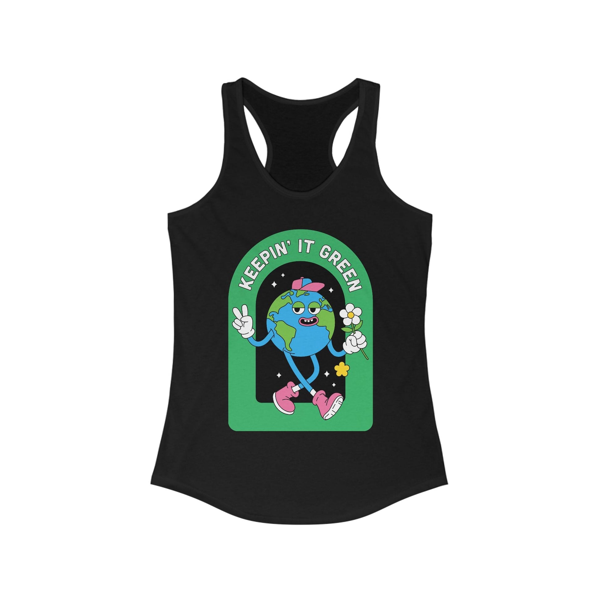 Keepin' It Green Racerback Tank - Eco - Friendly Workout Top, Cute Summer Shirt, Gift for Nature Lovers, Green Theme Aesthetic, Fun Activewear - Anz AI
