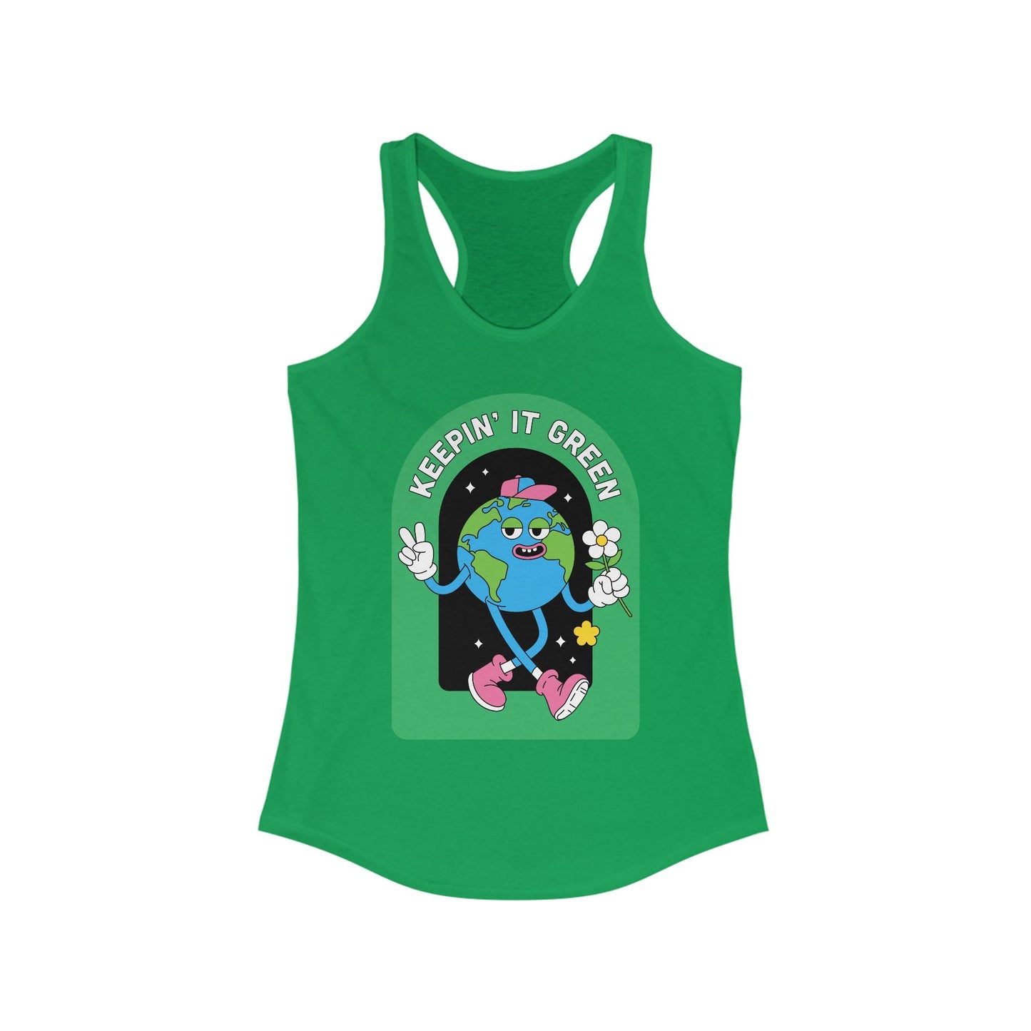 Keepin' It Green Racerback Tank - Eco - Friendly Workout Top, Cute Summer Shirt, Gift for Nature Lovers, Green Theme Aesthetic, Fun Activewear - Anz AI