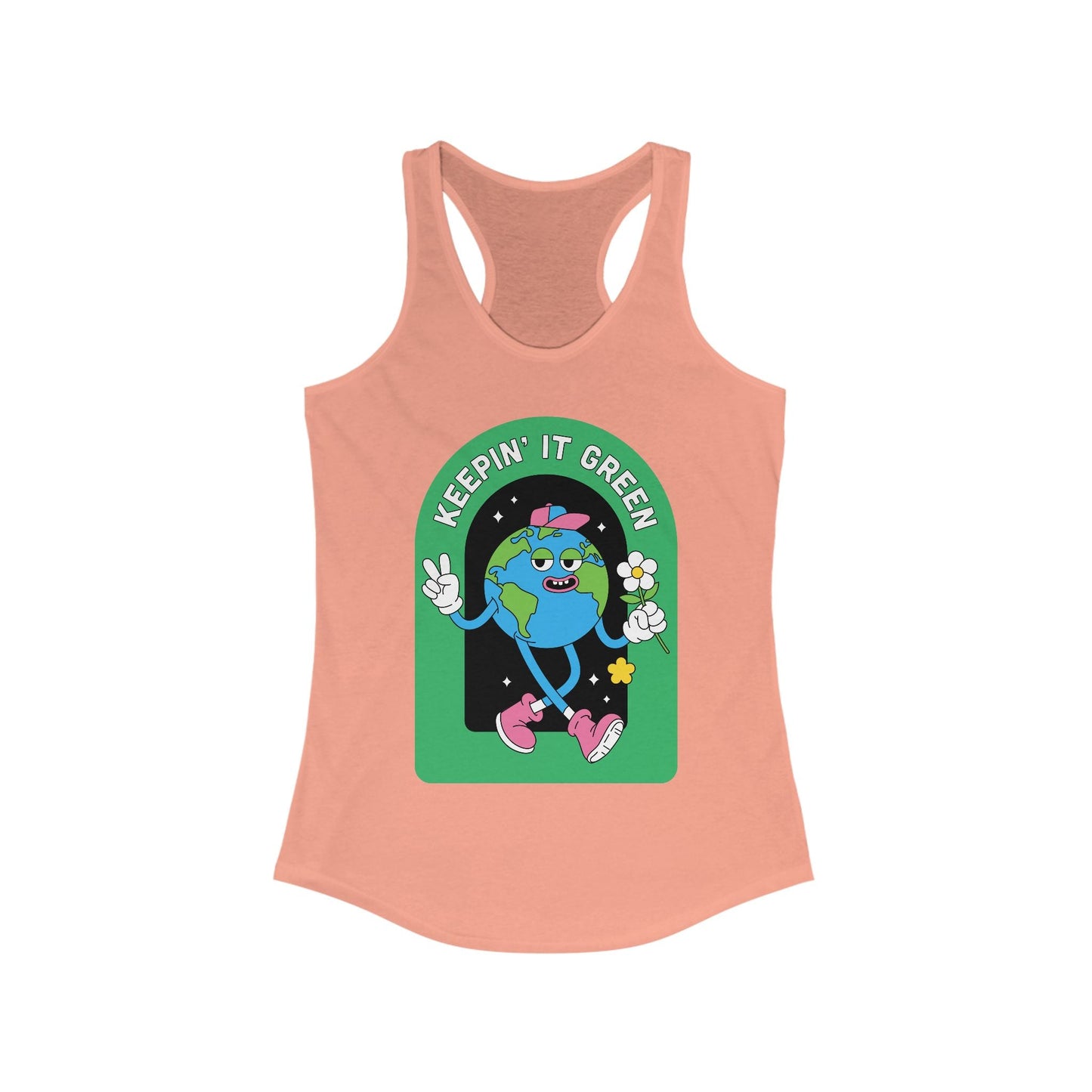 Keepin' It Green Racerback Tank - Eco - Friendly Workout Top, Cute Summer Shirt, Gift for Nature Lovers, Green Theme Aesthetic, Fun Activewear - Anz AI