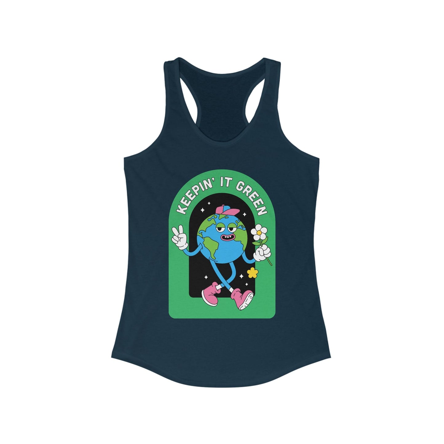 Keepin' It Green Racerback Tank - Eco - Friendly Workout Top, Cute Summer Shirt, Gift for Nature Lovers, Green Theme Aesthetic, Fun Activewear - Anz AI