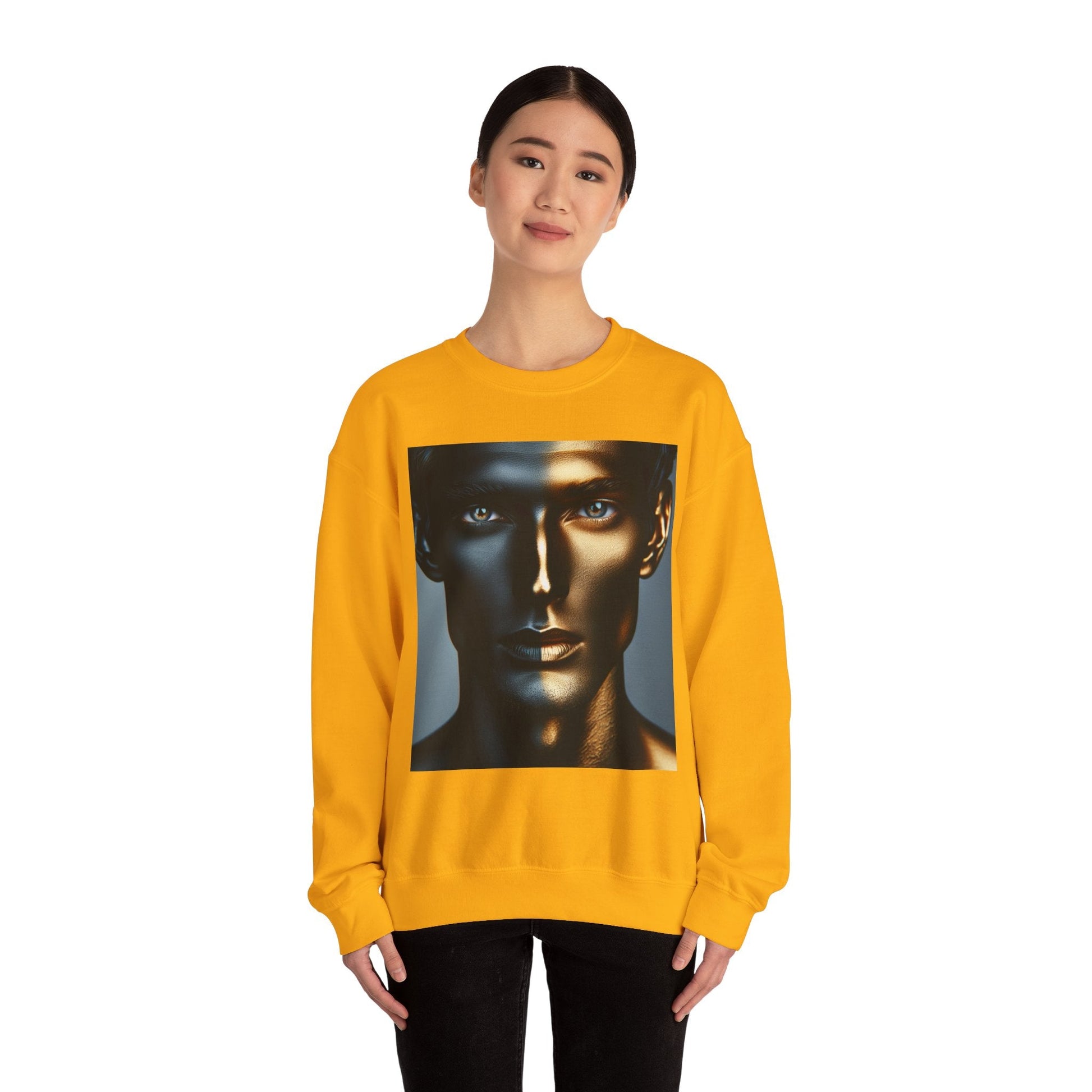 Stylish Gold Graphic Crewneck Sweatshirt, Unisex Sweater, Motivational Apparel, Cozy Gift, Trendy Fashion - Anz AI