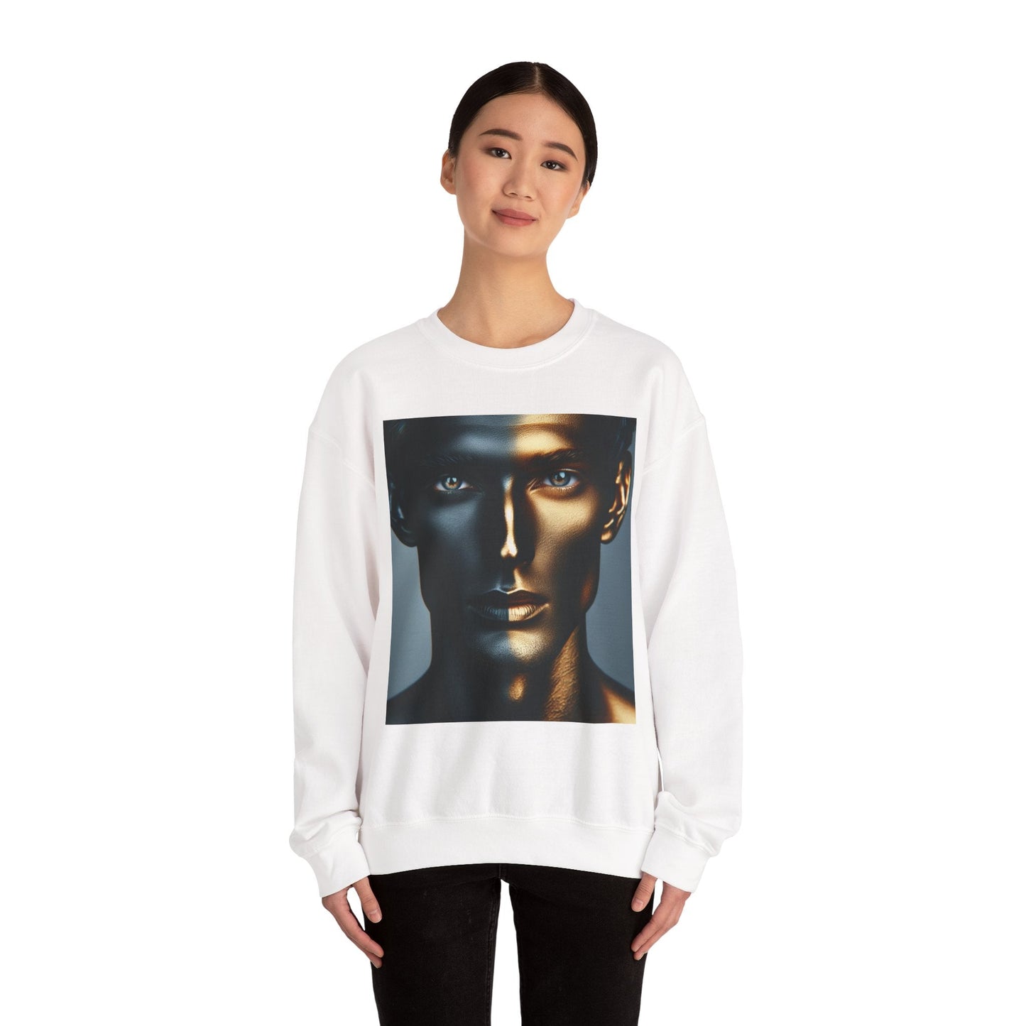 Stylish Gold Graphic Crewneck Sweatshirt, Unisex Sweater, Motivational Apparel, Cozy Gift, Trendy Fashion - Anz AI